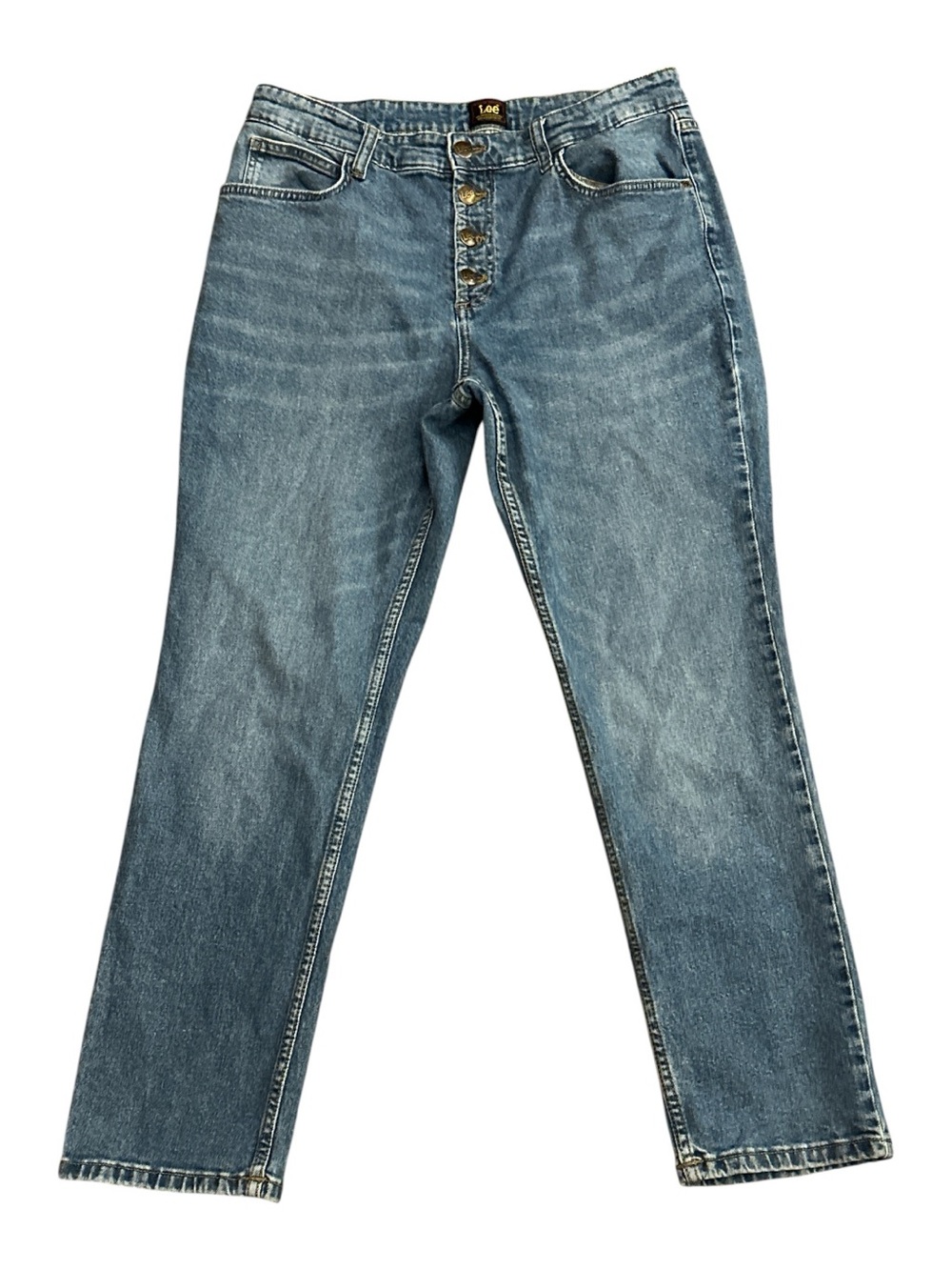 VTG Lee Jeans Wmns 12 Button Fly Tapered Leg High Rise 90s Y2K Momcore USA